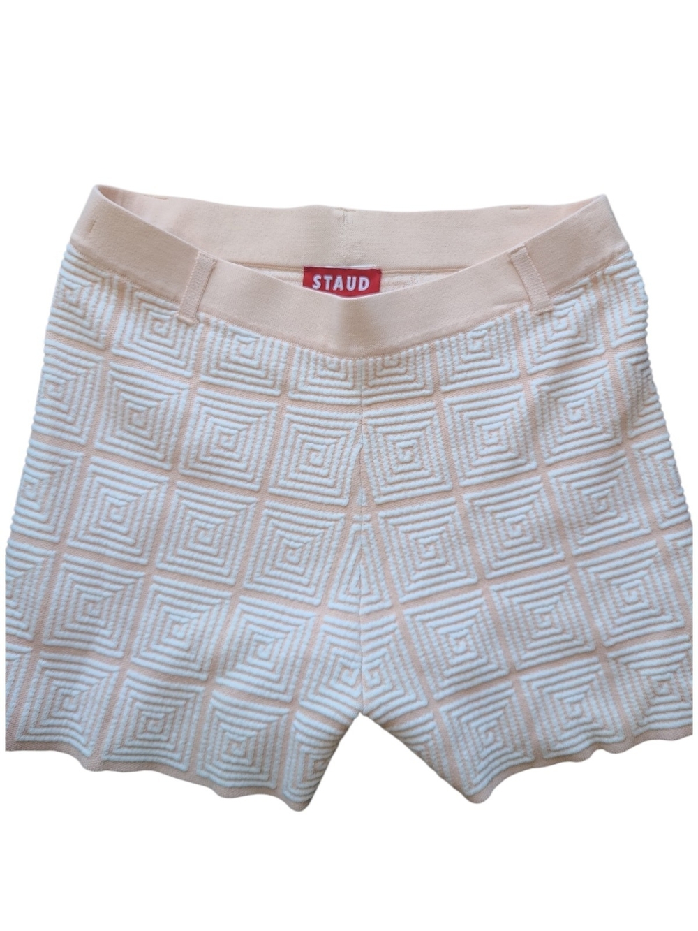 STAUD Blush Geo-Textured High-Waist PullOn Shorts CoastalGrandmother QuietLuxury